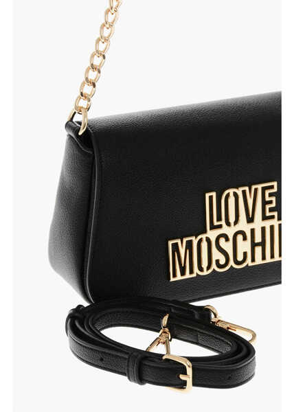 Genti de umar Moschino Love Faux Leather Shoulder Bag With Embossed Logo Black Femei (BM 19708232) 3