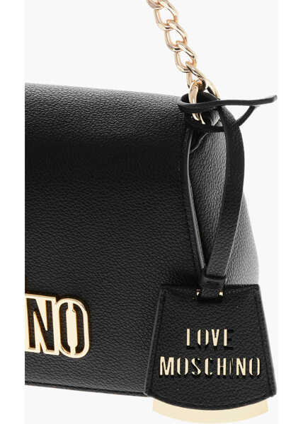 Genti de umar Moschino Love Faux Leather Shoulder Bag With Embossed Logo Black Femei (BM 19708232) 4