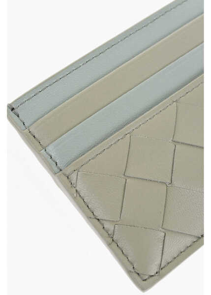 Portofele Bottega Veneta Braided Leather Card Holder Green Femei (BM 19708271) 2