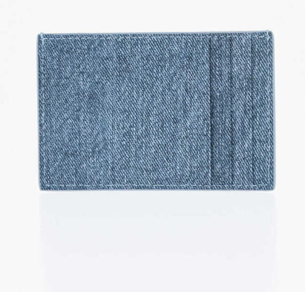 Portofele Bottega Veneta Denim Effect Cotton Card Holder Blue Barbati (BM 19708274) 2