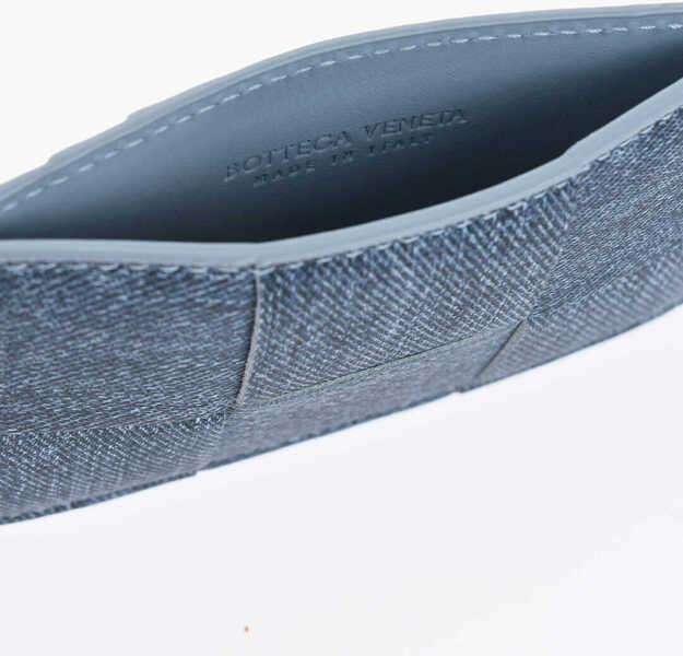 Portofele Bottega Veneta Denim Effect Cotton Card Holder Blue Barbati (BM 19708274) 3