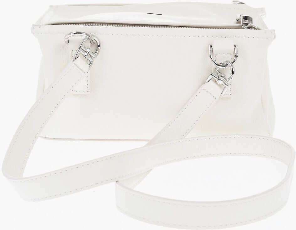 Genti de umar Givenchy Textured Leather Pandora Shoulder Bag With Silver Effect Log White Femei (BM 19708280) 3