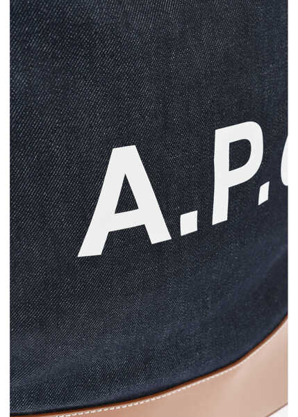 Genti de mana A.P.C. Denim Tote Bag With Leather Bottom And Printed Logo Blue Femei (BM 19708361) 4