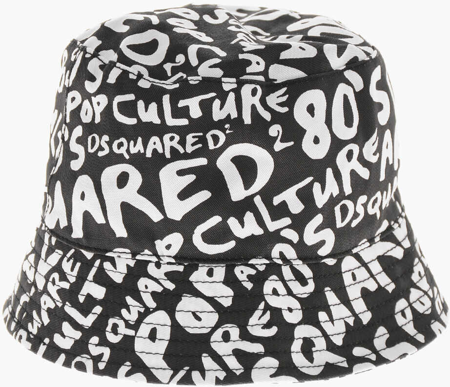 Caciuli DSQUARED2 All-Over Logoed Bucket Hat Black & White Baieti (BM 19708373) 3