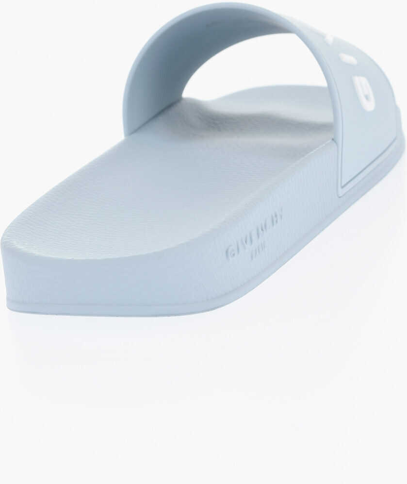 Sandale fara toc Givenchy Rubber Slides With Embossed Logo Light Blue Femei (BM 19708376) 2