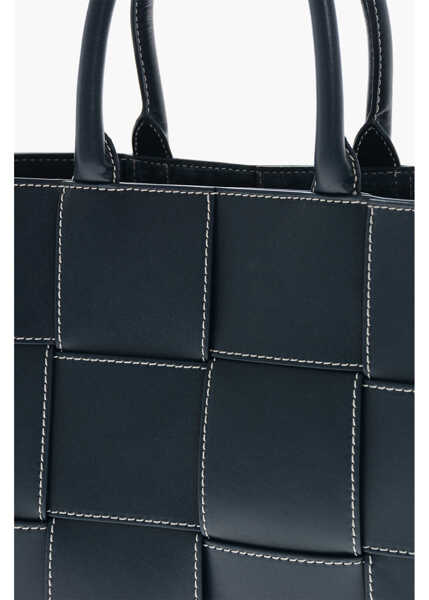 Genti de mana Bottega Veneta Leather Tote Bag With Strap Midnight Blue Barbati (BM 19708379) 4