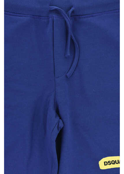 Pantaloni scurti DSQUARED2 Brushed Cotton Shorts With Printed Logo Blue Baieti (BM 19708391) 2