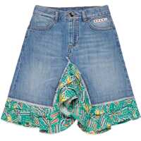 Fuste Denim Skirt With Patterned Poplin Detail Fete