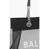 Genti de mana Balenciaga Dama - Genti de mana Balenciaga Semi-Sheer Tote Bag With Leather Details Black Femei (BM 19708403) - B-mall.ro