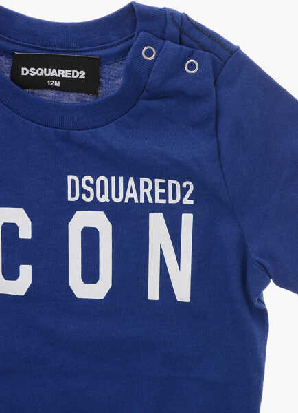 Tricouri DSQUARED2 Crew Neck Icon T-Shirt With Printed Logo Blue Baieti (BM 19708406) 2