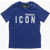 DSQUARED2 Crew Neck Icon T-Shirt With Printed Logo Blue