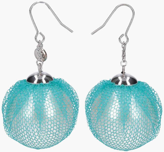 Cercei UNDERCOVER Resin Pearl Earrings With Tulle Detail Light Blue Femei (BM 19708412) 2
