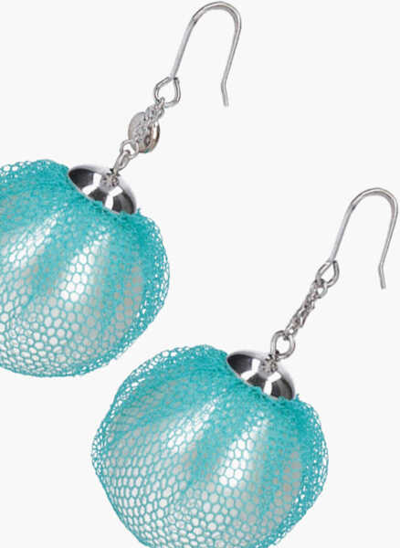 Cercei UNDERCOVER Resin Pearl Earrings With Tulle Detail Light Blue Femei (BM 19708412) 3