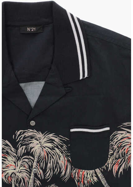 Camasi casual N21 Kids Cotton Palmas Shirt With Knitted Collar Blue Fete (BM 19708418) 2