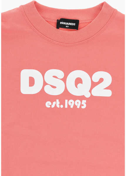 Bluze de trening DSQUARED2 Brushed Cotton Crew-Neck Sweatshirt With Printed Logo Orange Baieti (BM 19708430) 2
