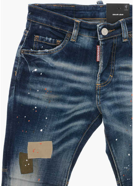 Blugi drepti DSQUARED2 Cuffed Hem Vintage Effect Sailor Jeans Blue Baieti (BM 19708433) 2