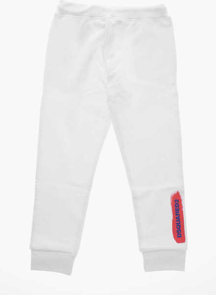 Pantaloni de trening DSQUARED2 Brushed Cotton Sweatpants With Printed Logo White Baieti (BM 19708439) 3