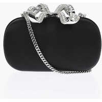 Genti plic Satin Bow Rigid Clutch With Rhinestones Femei