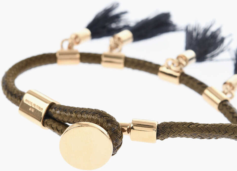 Bratari Chloe Rope Bracelet With Tassels And Golden Metal Details Military Green Femei (BM 19708472) 3