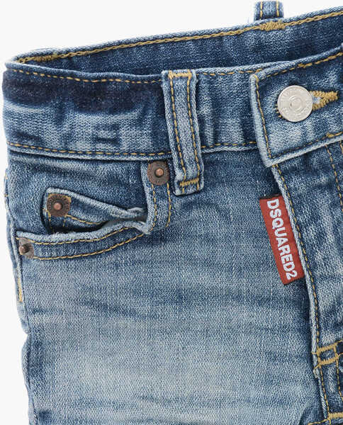 Pantaloni scurti DSQUARED2 Delav Denim Shorts With Belt Loops Blue Baieti (BM 19708559) 2