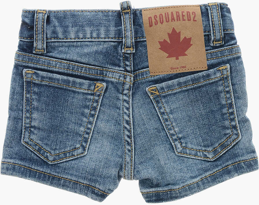 Pantaloni scurti DSQUARED2 Delav Denim Shorts With Belt Loops Blue Baieti (BM 19708559) 3