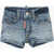 DSQUARED2 Delav&egrave; Denim Shorts With Belt Loops Blue