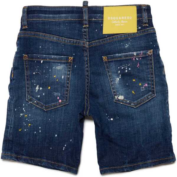 Pantaloni scurti DSQUARED2 Denim Commando Shorts With Paint Effect Detail Blue Fete (BM 19708574) 2