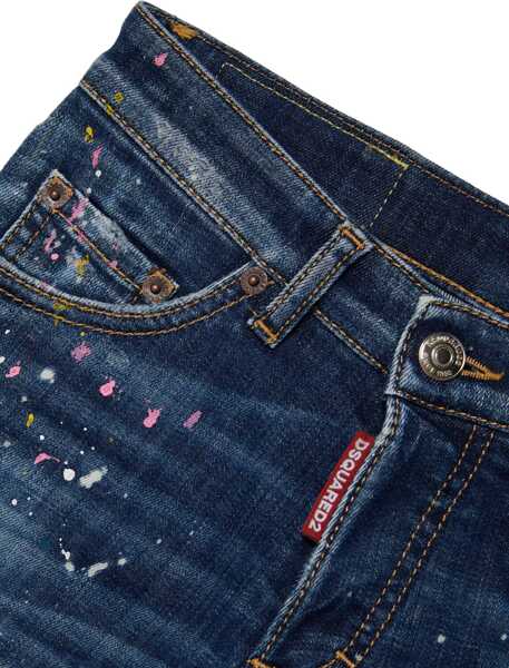 Pantaloni scurti DSQUARED2 Denim Commando Shorts With Paint Effect Detail Blue Fete (BM 19708574) 3