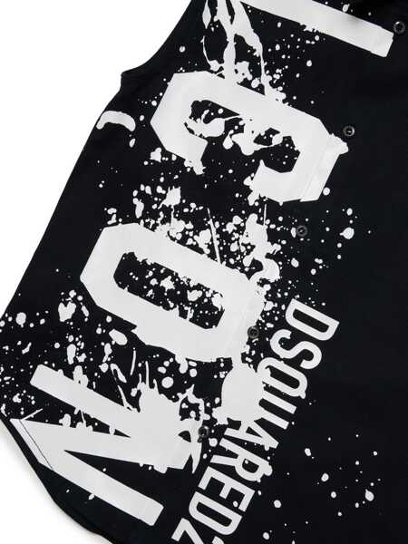 Camasi DSQUARED2 Sleeveless Shirt Icon With Sketch Print Black Baieti (BM 19708577) 3