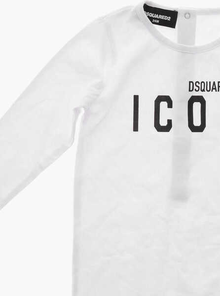 Body-uri DSQUARED2 Icon Cotton Romper Suit With Logo White Femei (BM 19708583) 2