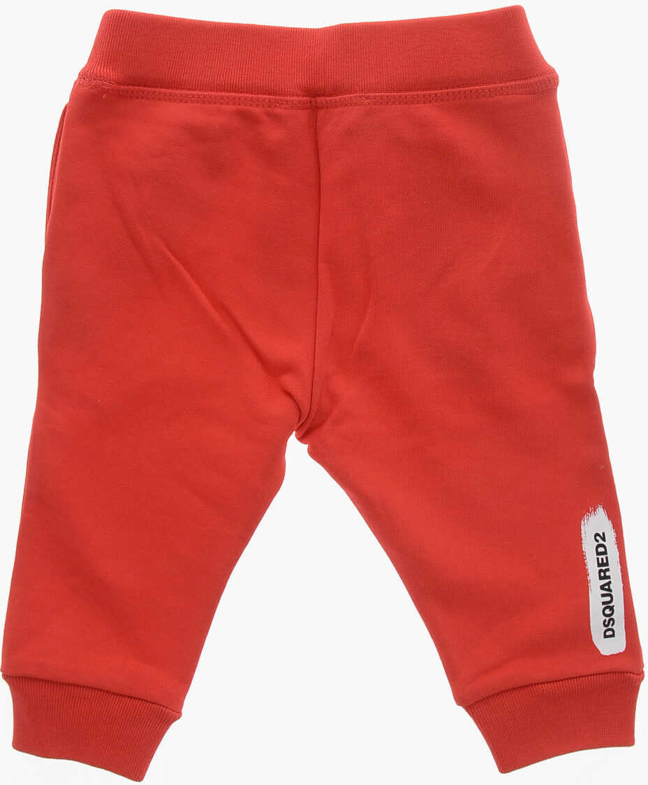 Pantaloni de trening DSQUARED2 Brushed Cotton Sweatpants With Drawstring Red Baieti (BM 19708589) 3
