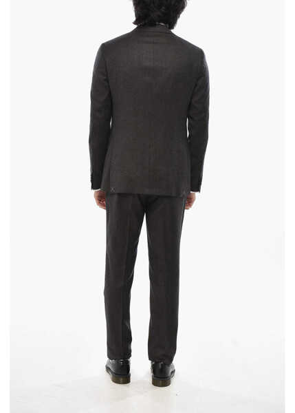 Costume CORNELIANI Cc Collection Virgin Wool Solid Color 2 Buttons Suit Brown Barbati (BM 19708595) 4