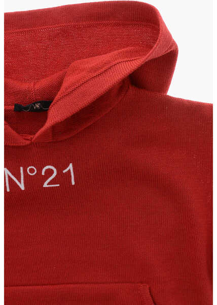 Pulovere N21 Kids Wool Blend Hooded Sweater With Jersey Detail Red Fete (BM 19708613) 2