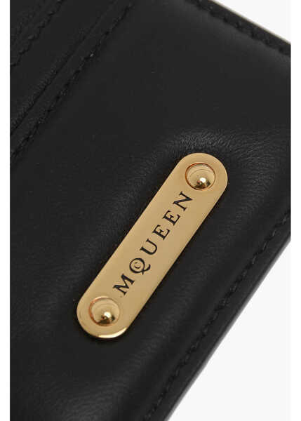Portofele Alexander McQueen Padded Leather Card Holder Black Femei (BM 19708622) 3