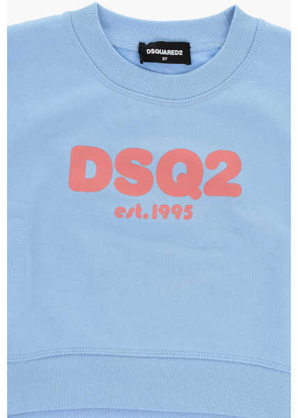 Bluze de trening DSQUARED2 Cropped Fit Crew-Neck Sweatshirt With Printed Logo Blue Baieti (BM 19708661) 2