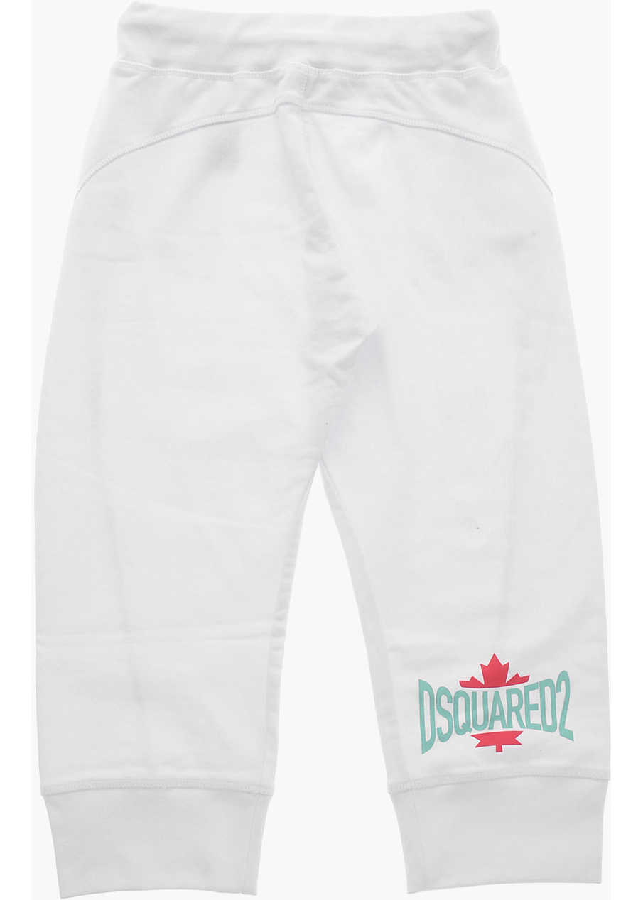 Pantaloni de trening DSQUARED2 Brushed Cotton Cropped Fit Sweatpants With Printed Logo White Baieti (BM 19708673) 3