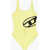 Diesel Open Back Nylon Mimmy One Piece Swimsuit Yellow