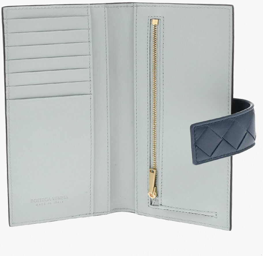 Portofele Bottega Veneta Saffiano Leather Wallet With Braided Detail Brown Femei (BM 19708688) 3