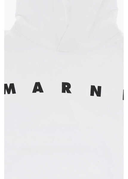 Bluze de trening Marni Solid Color Hoodie With Contrasting Logo White Baieti (BM 19708700) 2