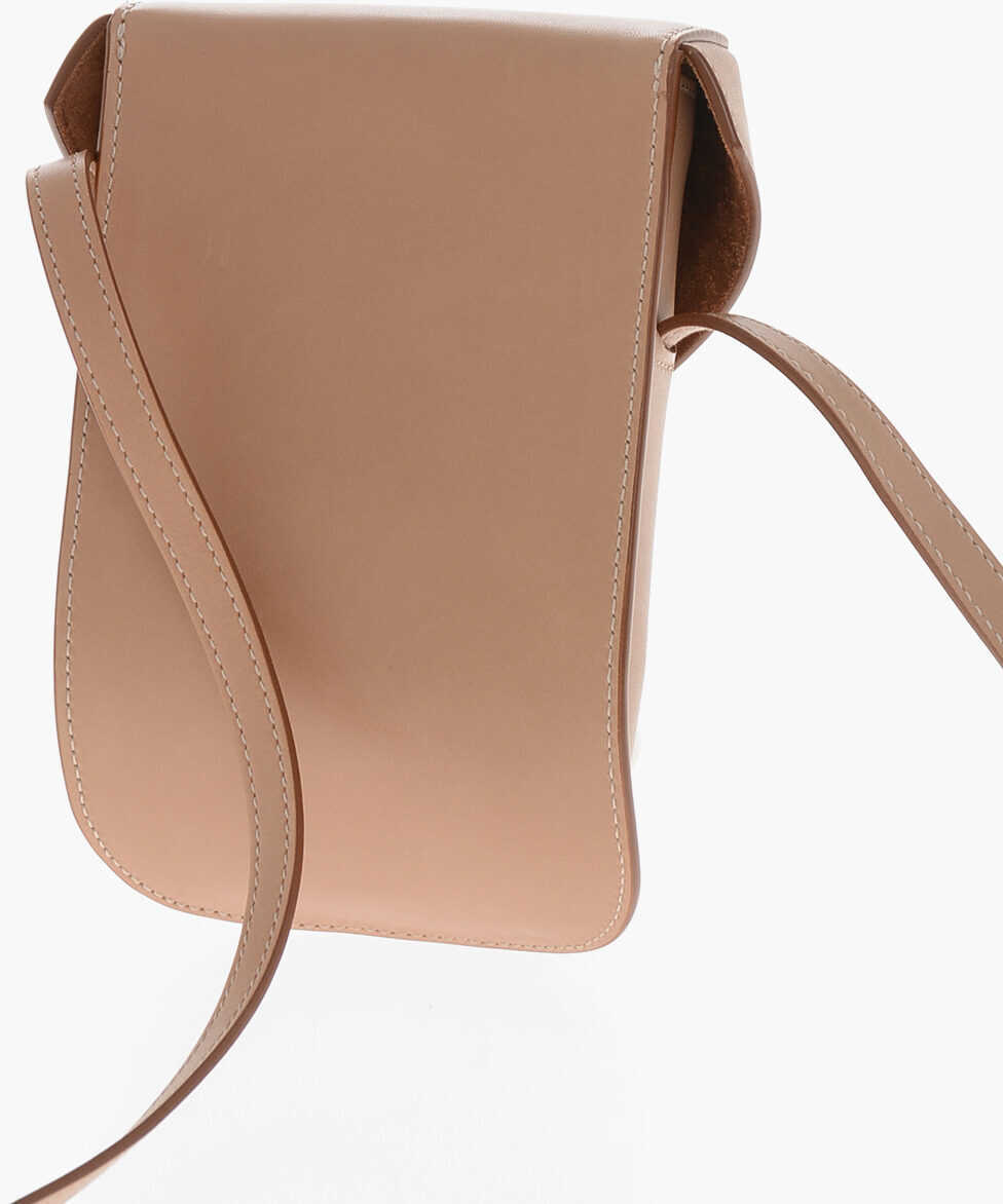 Genti tip postas Saint Laurent Mini Leather Crossbody Bag With Internal Card Slots Beige Barbati (BM 19708718) 2