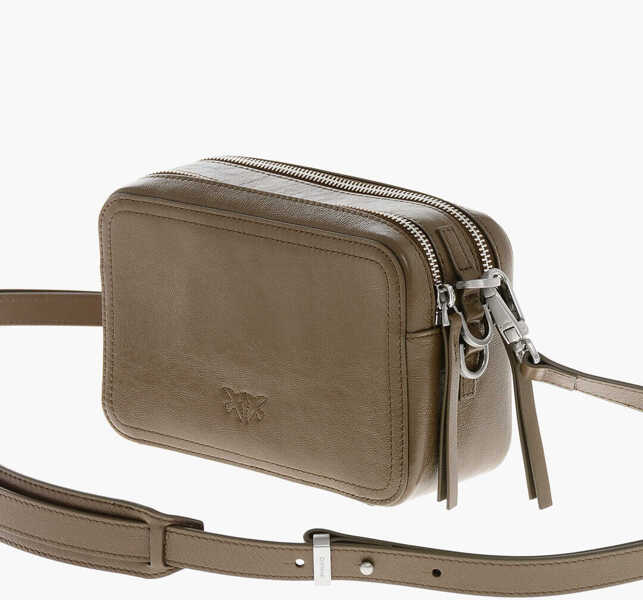 Genti de umar Pinko Leather Scricciolo Camera Bag With Ton On Ton Logo Green Femei (BM 19708724) 2