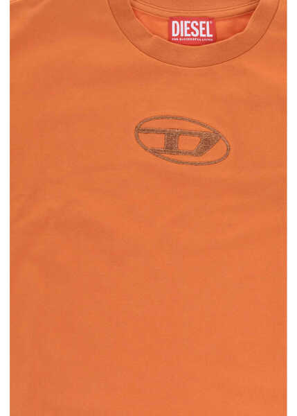 Tricouri Diesel Cotton Tnisse Crew-Neck T-Shirt With Glitter Monogram Orange Baieti (BM 19708820) 2