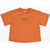 Diesel Cotton Tnisse Crew-Neck T-Shirt With Glitter Monogram Orange