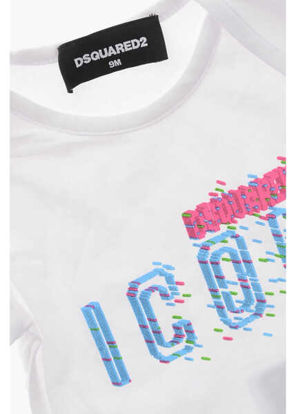 Body-uri DSQUARED2 Icon Cotton Rompersuit With Print White Femei (BM 19708823) 2