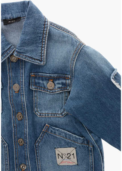 Geci de blugi N21 Kids Denim Jacket With Patchwork Detail Blue Baieti (BM 19708829) 2