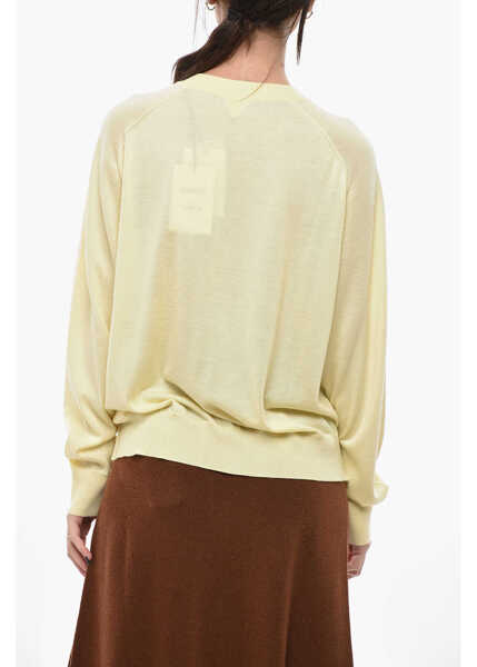 Cardigane Bottega Veneta Crew Neck Pure Cashmere Cardigan Yellow Femei (BM 19708844) 2