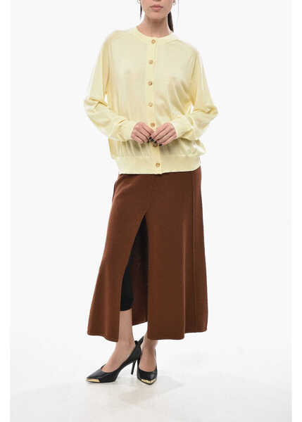 Cardigane Bottega Veneta Crew Neck Pure Cashmere Cardigan Yellow Femei (BM 19708844) 4