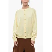 Cardigane Crew Neck Pure Cashmere Cardigan Femei