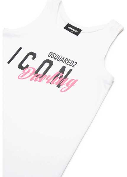Bermude DSQUARED2 Icon Printed Cotton Tee Dress Easy Black & White Baieti (BM 19708856) 3