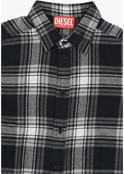 Camasi Diesel Cotton Tartan Checked Shirt Black & White Baieti (BM 19708889) 2